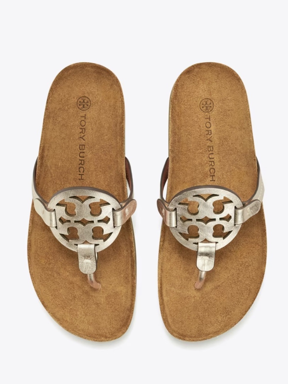 Tory Burch Miller Cloud Sandal in Spark Gold/ Natural Size 9